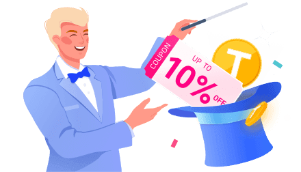 Magician with coupon and discount offer